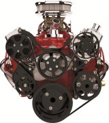 Billet Specialties Tru Trac Serpentine Systems with A/C BLK13220 Pulley Kit, Trac, System, Aluminum, Black Anodized, Chevy, Small Block, Kit thumbnail 1
