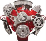 Billet Specialties Serpentine Conversion Pulley Kits FM2211PC Kit, Serpentine, Aluminum, Polished, for Standard Rotation Long Water Pumps and Saginaw Keyed Shaft Power Steering, Chevy, Big Block, Kit thumbnail 1