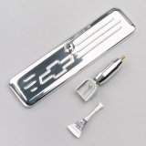 Billet Specialties Rear View Mirrors 257340 Mirror, Rectangle, Ball-Milled, Bowtie Emblem, Polished Billet, Universal, Each thumbnail 2