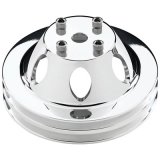 Billet Specialties Water Pump Pulleys 78120 Pulley, Aluminum, Polished, V-Belt, 2 Groove, 6 in. Diameter, Chevy, Small Block, Big Block, Long Style, Each thumbnail 1