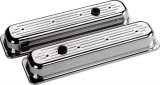 Billet Specialties Diecast Aluminum Valve Covers 95820 Covers, Stock Height, Aluminum, Polished, Ball-Milled Logo, Centerbolt, Chevy, Small Block, Pair thumbnail 1