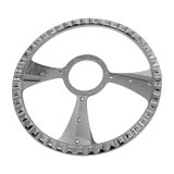 Billet Specialties Half-Wrap Steering Wheels P34092 Wheel, Half-Wrap, Stiletto, Aluminum, Polished, 3-Spoke, 15.5 iin. Diameter, 9-Bolt Mount, Each thumbnail 1