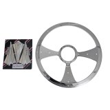 Billet Specialties Half-Wrap Steering Wheels P34092 Wheel, Half-Wrap, Stiletto, Aluminum, Polished, 3-Spoke, 15.5 iin. Diameter, 9-Bolt Mount, Each thumbnail 2