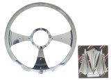 Billet Specialties Half-Wrap Steering Wheels P34092 Wheel, Half-Wrap, Stiletto, Aluminum, Polished, 3-Spoke, 15.5 iin. Diameter, 9-Bolt Mount, Each thumbnail 3