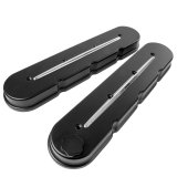 Billet Specialties Streamline Valve Covers 95424 Covers, Stock Height, Aluminum, Streamline, Black Powdercoat, Plain, Chevrolet, LS, 4.8, 5.3, 5.7, 6.0, 6.2, 7.0L, Pair thumbnail 1
