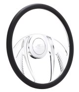 Billet Specialties Half-Wrap Steering Wheels 34055 Wheel, PSYCHO, Half-Wrap, 15.5 in. Diameter, 2 in. Dish, Polished Aluminum, 9 Bolt, Each thumbnail 2