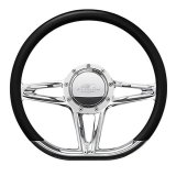 Billet Specialties Half-Wrap Steering Wheels 29441 Wheel, Half-Wrap, Victory, Aluminum, Polished, 3-Spoke, 14 in. Diameter, 9-Bolt Mount, Each thumbnail 1
