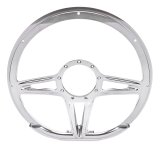 Billet Specialties Half-Wrap Steering Wheels 29441 Wheel, Half-Wrap, Victory, Aluminum, Polished, 3-Spoke, 14 in. Diameter, 9-Bolt Mount, Each thumbnail 2