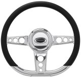 Billet Specialties Half-Wrap Steering Wheels 29427 Wheel, Half-Wrap, Trans Am, Aluminum, Polished, 3-Spoke, 14 in. Diameter, 9-Bolt Mount, Each thumbnail 3