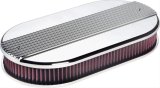 Billet Specialties Air Cleaners 15650 Filter Assembly, Large Oval, Dual Quad, Aluminum, Polished, Ribbed Design, 2 1/4 in. Filter Height, Each thumbnail 1