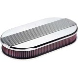 Billet Specialties Air Cleaners 15650 Filter Assembly, Large Oval, Dual Quad, Aluminum, Polished, Ribbed Design, 2 1/4 in. Filter Height, Each thumbnail 2