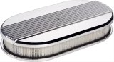 Billet Specialties Air Cleaners 15640 Filter Assembly, Large Oval, Aluminum, Polished, Ribbed Design, 2 in. Filter Height, Each thumbnail 1