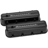 Billet Specialties Diecast Aluminum Valve Covers BLK96123 Covers, Tall, Perimeter Bolt Mounting, Aluminum, Black, Chevrolet Logo, Chevy, Big Block, Pair thumbnail 2