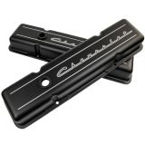Billet Specialties Diecast Aluminum Valve Covers BLK95123 Cover, Aluminum, Perimeter Bolt, Chevrolet Logo, Black Powdercoated, Chevy, Small Block, Pair thumbnail 1