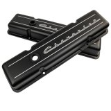 Billet Specialties Diecast Aluminum Valve Covers BLK95123 Cover, Aluminum, Perimeter Bolt, Chevrolet Logo, Black Powdercoated, Chevy, Small Block, Pair thumbnail 2