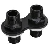 Billet Specialties Heat and Air Conditioning Bulkheads BLK66825 Firewall Bulkhead, 2-Port, Inline, #10, #10, Aluminum, Black Anodized, Each thumbnail 1