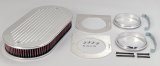 Billet Specialties Air Cleaners 15520 Filter Assembly, Large Oval, Dual Quad, Adjustable Base, Aluminum, Polished, Ball-Milled Design, Each thumbnail 1