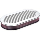 Billet Specialties Air Cleaners 15520 Filter Assembly, Large Oval, Dual Quad, Adjustable Base, Aluminum, Polished, Ball-Milled Design, Each thumbnail 3