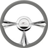 Billet Specialties Half-Wrap Steering Wheels P30092 Wheel, Half-Wrap, Stiletto, Aluminum, Polished, 3-Spoke, 14 in. Diameter, 9-Bolt Mount, Each thumbnail 1
