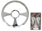 Billet Specialties Half-Wrap Steering Wheels P30092 Wheel, Half-Wrap, Stiletto, Aluminum, Polished, 3-Spoke, 14 in. Diameter, 9-Bolt Mount, Each thumbnail 2