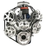 Billet Specialties Tru Trac Serpentine Systems with A/C 13600 Pulley Kit, Trac, Serpentine, Standard Ratio, Aluminum, Polished, Ford, Small Block, Kit thumbnail 1