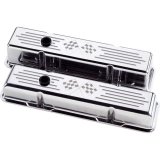 Billet Specialties Diecast Aluminum Valve Covers 95227 Covers, Tall, Aluminum, Polished, Cross Flags Logo, Chevy, Small Block, Pair thumbnail 2