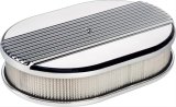 Billet Specialties Air Cleaners 15630 Filter Assembly, Small Oval, Aluminum, Polished, Ribbed Design, 2 in. Filter Height, Each thumbnail 1