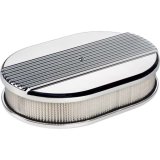 Billet Specialties Air Cleaners 15630 Filter Assembly, Small Oval, Aluminum, Polished, Ribbed Design, 2 in. Filter Height, Each thumbnail 2
