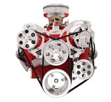 Billet Specialties V-Trac Pulley Systems V3220 Accessory Drive System, Aluminum, Polished, V-Belt, Crank/Water Pump/Alternator/AC/PS, Under Drive, Chevy, Small Block, Kit thumbnail 1