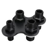 Billet Specialties Heat and Air Conditioning Bulkheads BLK66920 Firewall Bulkhead, 4-Port, Diamond, #6, #10, Aluminum, Black Anodized, Each thumbnail 1