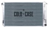 Cold Case Performance Aluminum Radiators GMT556A21-1 Radiator, Performance, Aluminum, Polished, Downflow, 2 Row, with Transmission Cooler, 1.5 in. Lower Outlet, Chevrolet, GMC, Each thumbnail 1