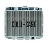 Cold Case Performance Aluminum Radiators for 1967-1970 MUSTANG - FOM587A Radiator, Performance, Aluminum, Polished, Downflow, 2 Row, Transmission Cooler, Ford, Mustang, Small Block, Each thumbnail 1