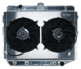 Cold Case Performance Aluminum Radiator Modules MOP750AK Radiator, Performance, Module, Aluminum, Polished, Downflow, 2 Row, Transmission Cooler, Dual 12 in. Fans, Dodge, Plymouth, Kit thumbnail 1