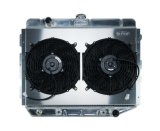 Cold Case Performance Aluminum Radiator Modules MOP750AK Radiator, Performance, Module, Aluminum, Polished, Downflow, 2 Row, Transmission Cooler, Dual 12 in. Fans, Dodge, Plymouth, Kit thumbnail 2