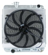 Cold Case Performance Aluminum Radiator Modules for 1962-1965 COMET, 1963-1965 FALCON, 1964-1966 MUSTANG - FOM564A-5K Radiator, Performance, Module, Aluminum, Polished, Downflow, 2 Row, Transmission Cooler, Engine Swap, Ford, Mercury, Small Block, thumbnail 1