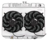 Cold Case Performance Aluminum Radiator Modules for 1967-1970 MUSTANG - FOM587AK Radiator, Performance, Module, Aluminum, Polished, Downflow, 2 Row, Transmission Cooler, Single 16 in. Fan, Ford, Small Block, Kit thumbnail 1
