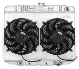 Cold Case Performance Aluminum Radiator Modules for 1967-1970 MUSTANG - FOM587AK Radiator, Performance, Module, Aluminum, Polished, Downflow, 2 Row, Transmission Cooler, Single 16 in. Fan, Ford, Small Block, Kit thumbnail 2