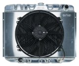 Cold Case Performance Aluminum Radiator Modules for 1967-1970 MUSTANG - FOM588AK Radiator, Performance, Module, Aluminum, Polished, Downflow, 2 Row, Transmission Cooler, Dual 12 in. Fan, Ford, Kit thumbnail 1