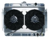 Cold Case Performance Aluminum Radiator Modules for 1964-1965 CHEVELLE, EL CAMINO - CHE541AK Radiator, Performance, Module, Aluminum, Polished, Downflow, 2 Row, Transmission Cooler, Dual 12 in. Fans, Chevy, Kit thumbnail 1