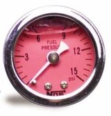 NOS Fuel Pressure Gauges 15905NOS Gauge, Pressure, 0-15 psi, 1 1/2 in., Analog, Mechanical, Red Face, Each thumbnail 3