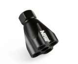 NOS Distribution Blocks 16756NOS Nitrous Oxide System Blocks, Showerhead Style, Aluminum, Black, One -8 AN Female O-ring Inlet, Four -6 AN Female O-ring Outlets, Each thumbnail 1