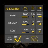 KC HiLiTES Flashlights 9965 Flashlight. FLX 3K, LED, Handheld, Rechargeable, 3,000 Max Lumen, Aluminum, Black, Each thumbnail 4