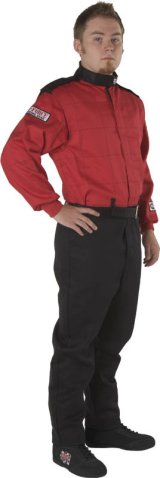 G-FORCE GF525 Driving Suits 4525XLGRD Suit, GF525, One-Piece, Multiple Layer, Pyrovatex, X-Large, Red Top, Black Bottom, Each thumbnail 3