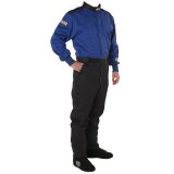 G-FORCE GF525 Driving Suits 4525LRGBU Suit, GF525, One-Piece, Multiple Layer, Pyrovatex, Large, Blue Top, Black Bottom, Each thumbnail 4