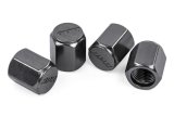 APR Valve Stem Caps MS100179 Caps, Hex Flat Cap Style, Aluminum, Gunmetal Anodized, Logo, Set of 4 thumbnail 1