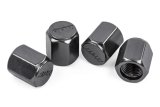 APR Valve Stem Caps MS100179 Caps, Hex Flat Cap Style, Aluminum, Gunmetal Anodized, Logo, Set of 4 thumbnail 4