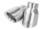 APR Round, Brushed 2.50 Inch Exhaust Tip TPK0007 Tips, Clamp-on, Stainless Steel, Brushed, Slant Cut, in. Inlet, 3.50 in. Outlet, Audi, Porsche, Volkswagen, Pair thumbnail 1