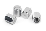 APR Valve Stem Caps MS100178 Caps, Hex Flat Cap Style, Aluminum, Silver Anodized, Logo, Set of 4 thumbnail 3