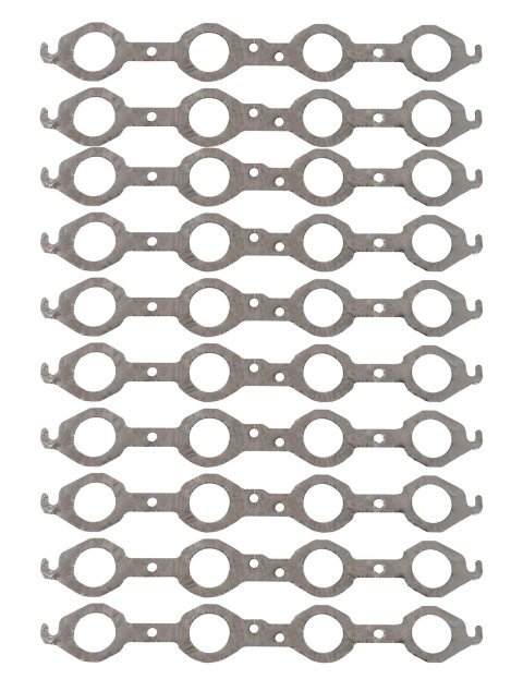 SCE AccuSeal E Dyno-Paks 19080-10 Exhaust Gaskets, Header and Exhaust Manifold, Dyno-Paks, Graphite/Kevlar®, Round Port, Chevrolet, 5.7L LS, Set of 10 Pairs