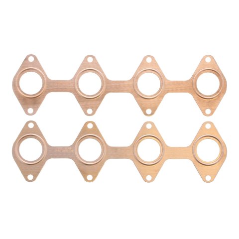 SCE Pro Copper Embossed Exhaust Gaskets 4246 Header and Manifold Gaskets, Round Port, Copper, for 3-valve Applications, Ford, 4.6L, 5.4L, Pair